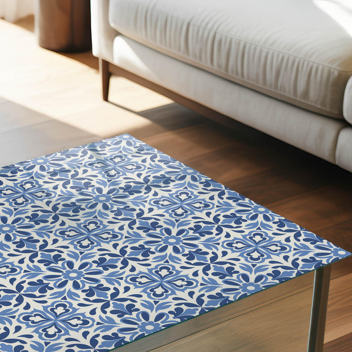 TISCHPLATTE 50x50 cm – Blumenmosaik - Beige, Glas (50/50/0.4cm) - Wallfluent