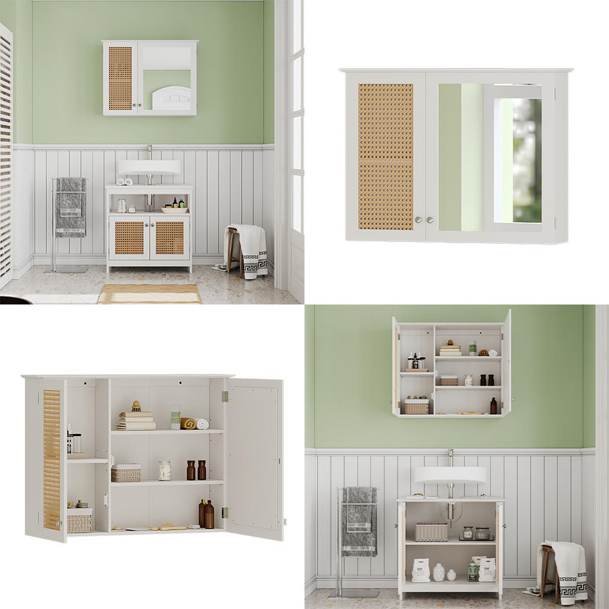 BADSPIEGELSCHRANK Rosario Weiß 68 x 49 cm mit 2 Türen - Weiß, Holzwerkstoff (68/49/16.5cm) - Vicco
