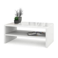 COUCHTISCH rechteckig Weiß Hochglanz Weiß matt mit Ablage - Weiß Hochglanz/Weiß, Holzwerkstoff (60/100/43cm) - designimpex