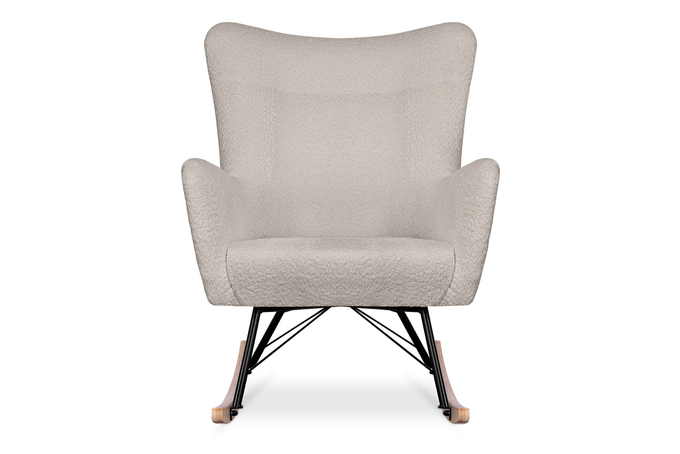 SCHAUKELSESSEL ADDUCTI breiter Sitz für mehr Komfort, Beige - Eichefarben/Beige, Holz/Textil (75/94/112cm) - KONSIMO®