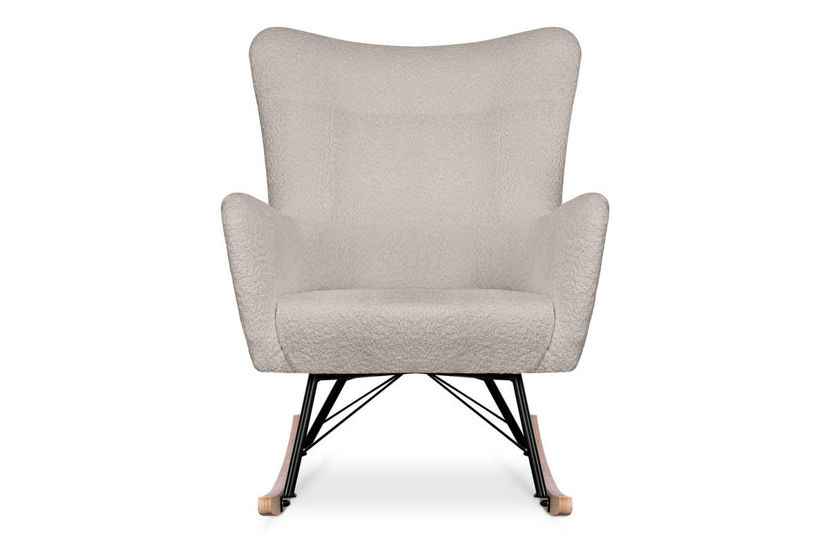 SCHAUKELSESSEL ADDUCTI breiter Sitz für mehr Komfort, Beige - Eichefarben/Beige, Holz/Textil (75/94/112cm) - KONSIMO®