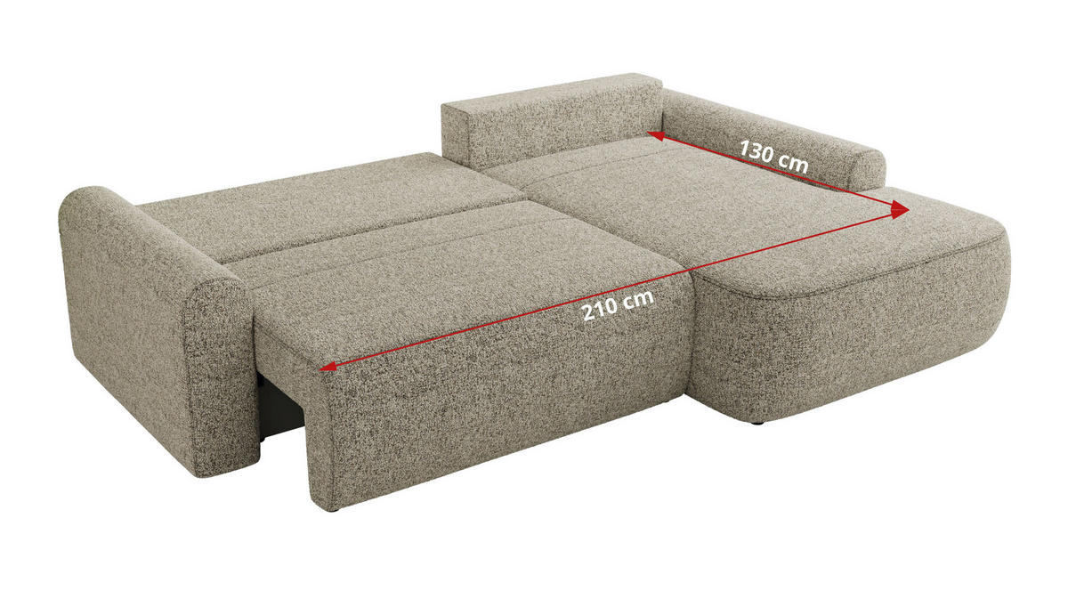 ECKSCHLAFSOFA CUBO L Beige Struktur - rechts - Beige/Schwarz, Kunststoff/Textil (187/273cm) - MKS