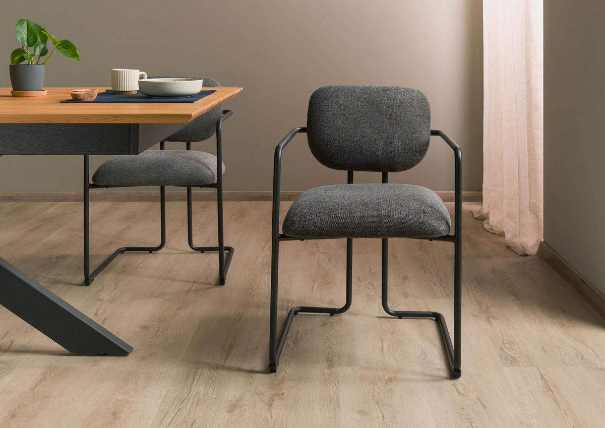 STUHL 100% Polyester 51 x 58 x 78 cm dunkelgrau POLSTERSTÜHLE - Grau, Kunststoff (51/78/58cm) - Massivmoebel24
