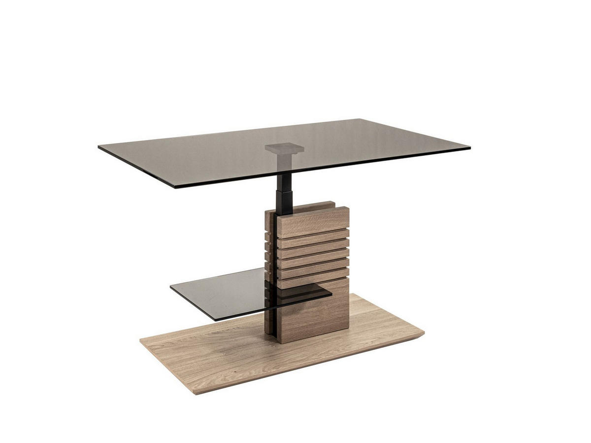 COUCHTISCH Celka 100x60x47 höhenverstellbar Wildeiche/Parsol - Braun, Glas (100/60/47cm) - 58aufmkessel