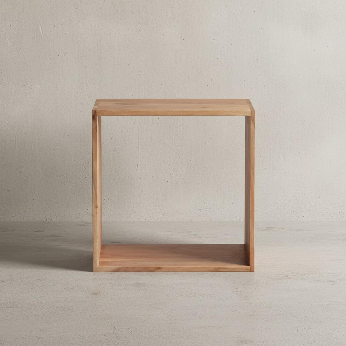 BEISTELLTISCH Massivholz Regalform Cube NAKO, Beige 43x33x43 cm - Beige, Holz (33/43/43cm) - KADIMA DESIGN