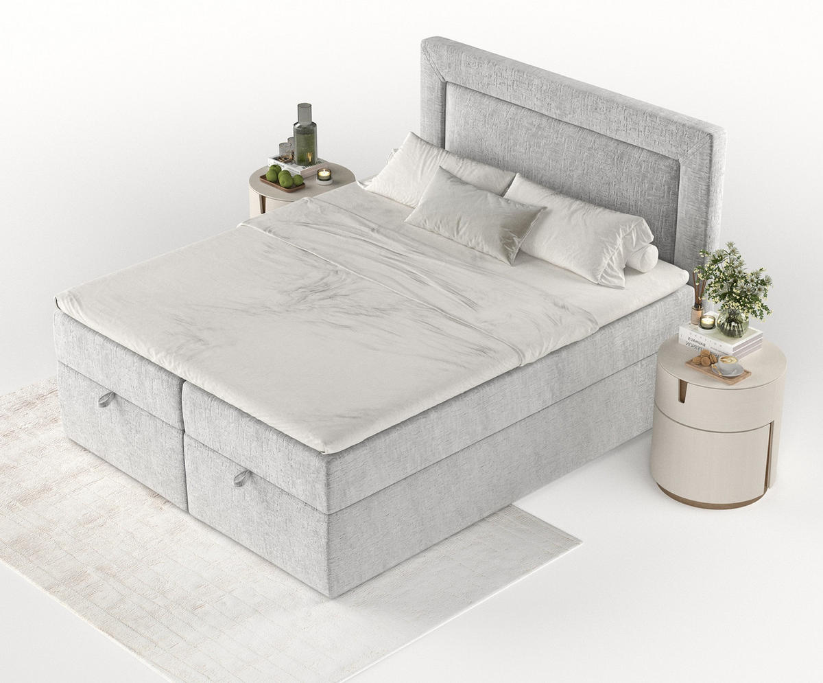 BOXBETT Palmera Hellgrau 140/200 cm - Hellgrau/Schwarz, Holz/Holzwerkstoff (140/200cm) - Maison de Reve