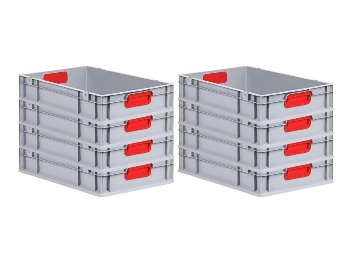 EUROBOX 8x Nextgen Color 12x40x60cm 23 Liter Griffe Rot Geschlossen - Rot, Kunststoff (40/12/60cm) - PROREGAL