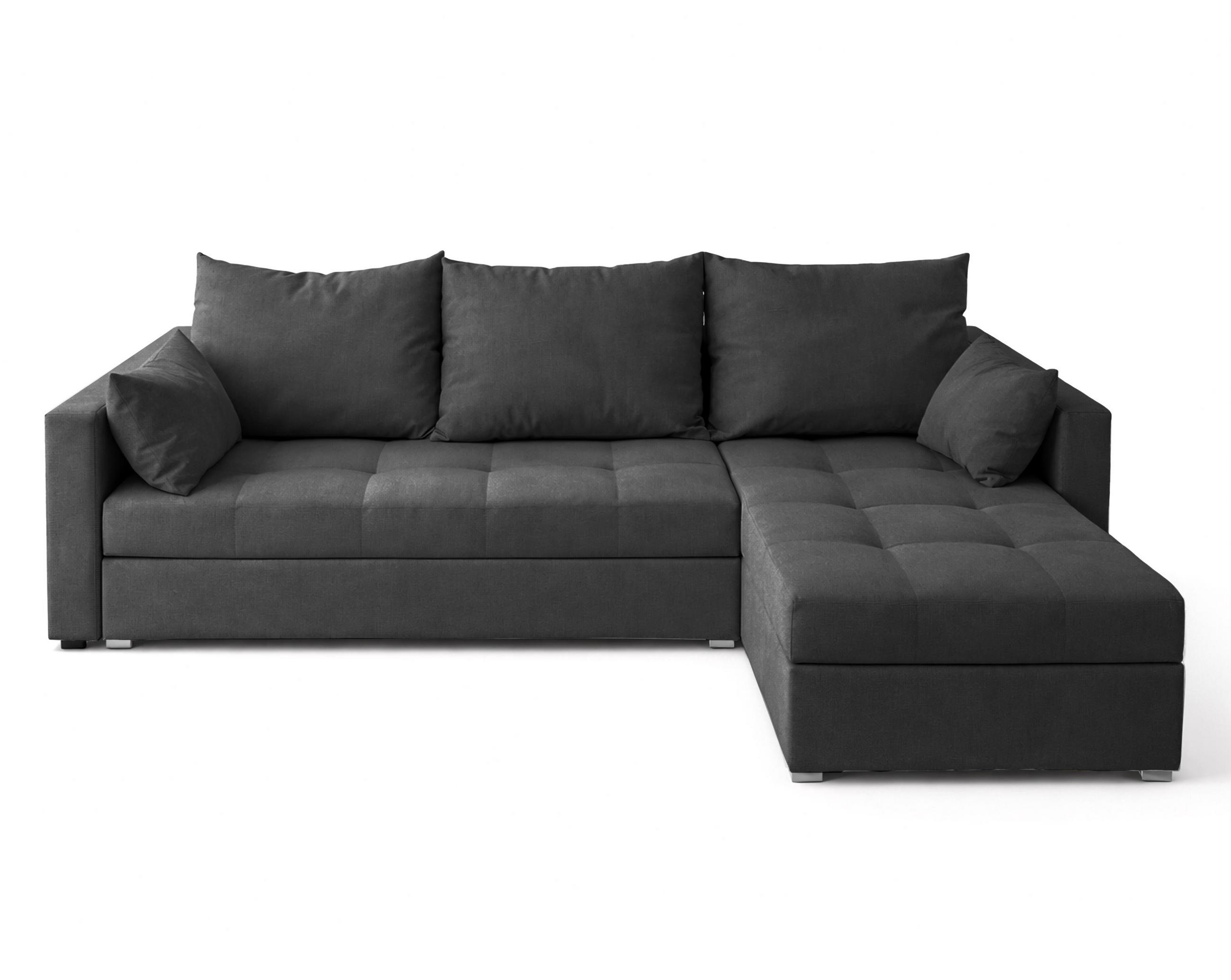 ECKSOFA Universelle L Form Elif Grau 220/140/85 cm stilvolle mit Schlaffunktion - Silberfarben/Grau, Kunststoff/Textil (220/140cm) - AX Living