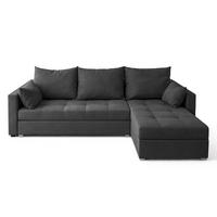 ECKSOFA Universelle L Form Elif Grau 220/140/85 cm stilvolle mit Schlaffunktion - Silberfarben/Grau, Kunststoff/Textil (220/140cm) - AX Living