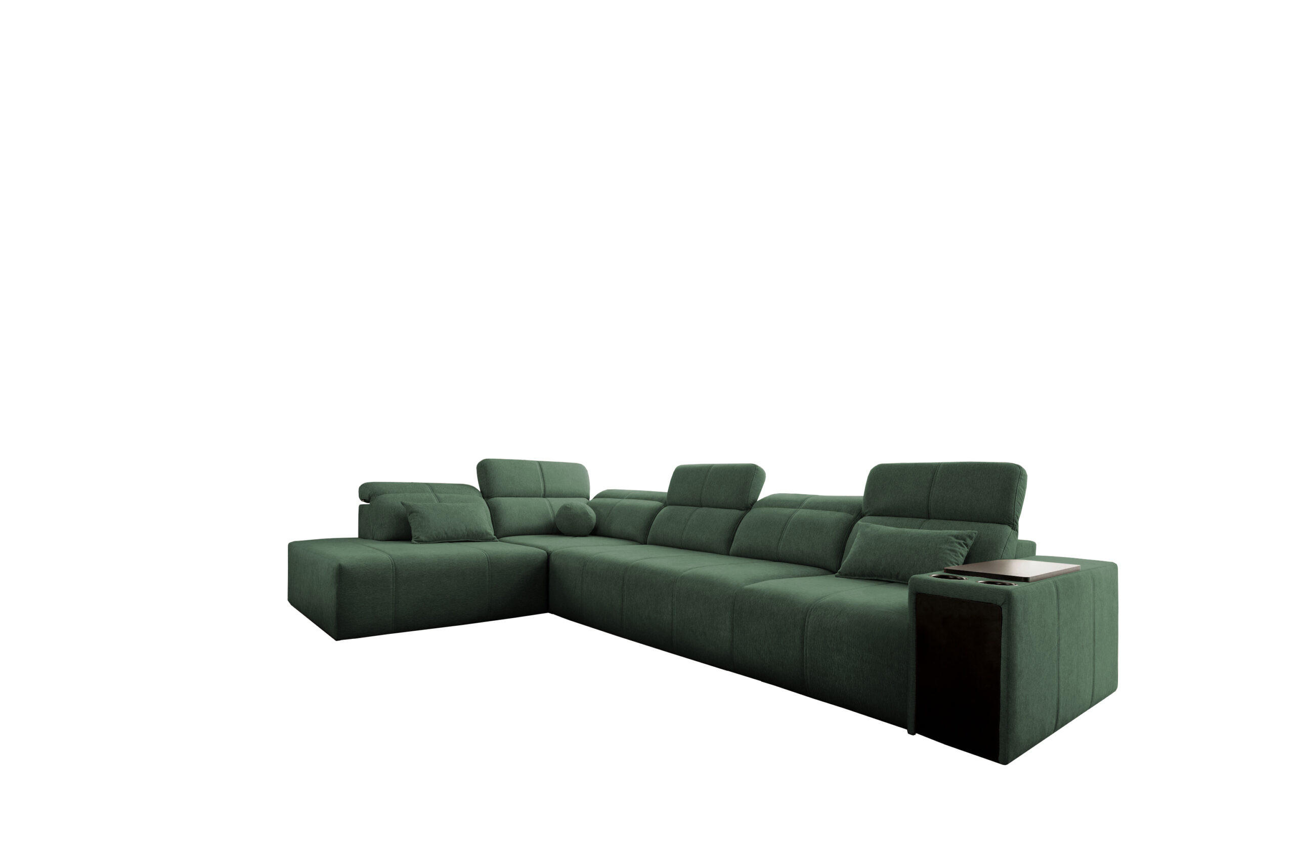 ECKSOFA L-Form Mindy XI Mit Schlaffunktion Und Verstellbarer Rückenlehne Stoff Verita Grün Links - Grün, Holz/Textil (230/350cm) - Kaiser Möbel