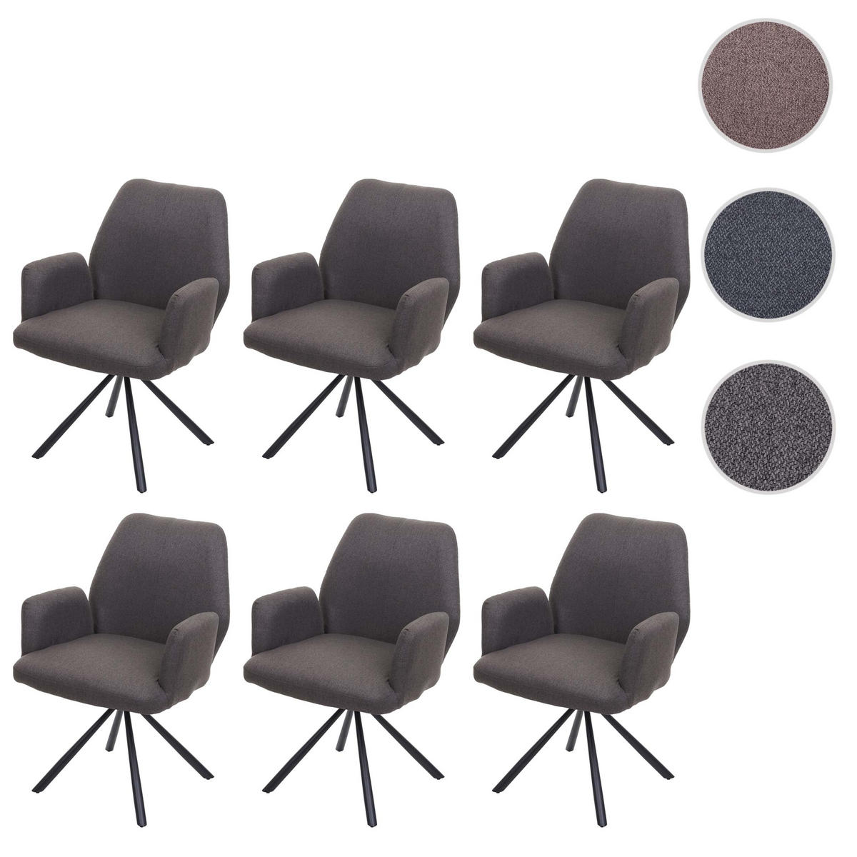 ESSZIMMERSTUHL Grau 6er-Set - Grau, Textil (60/86/66cm) - MCW