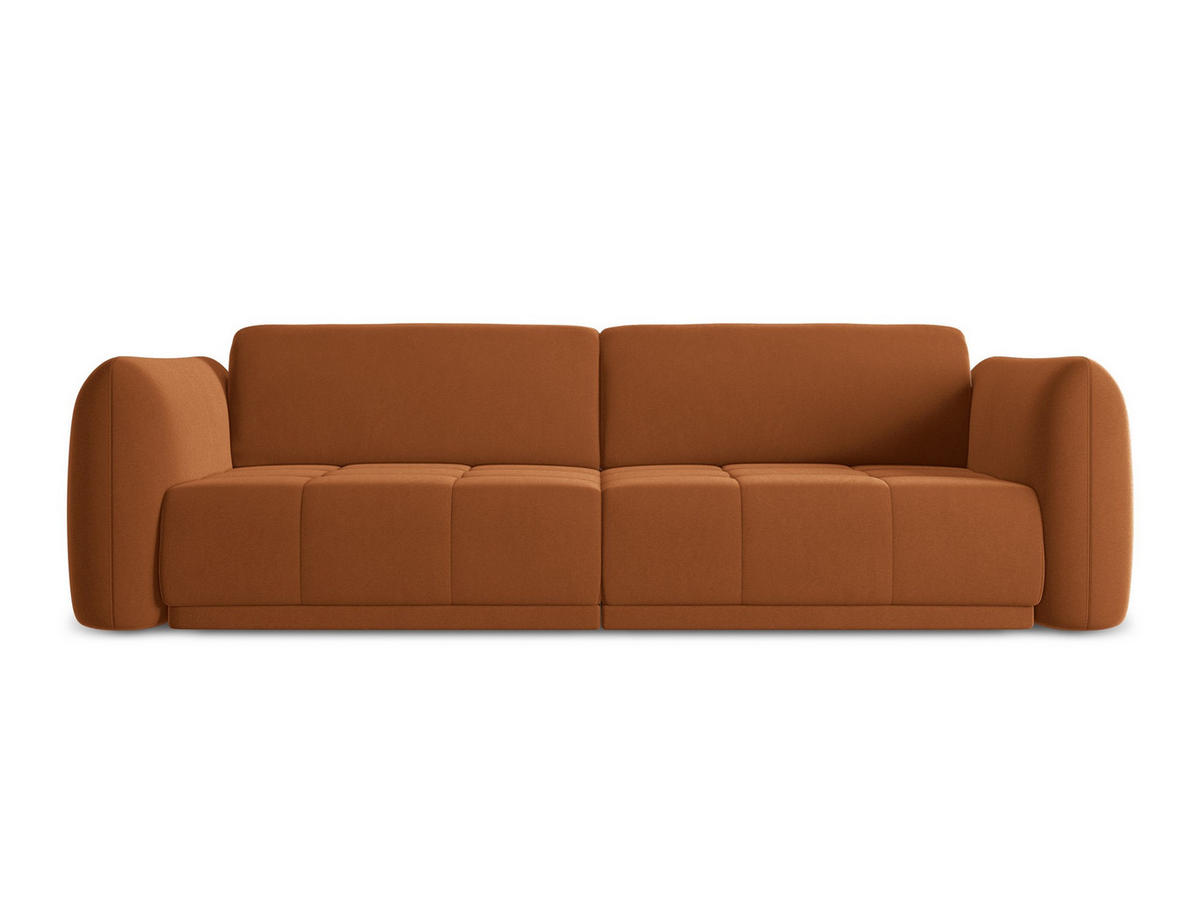 4-SITZER-SOFA Samt Stoff Orange - Terra cotta/Schwarz, Kunststoff/Textil (250/74/105cm) - Makamii