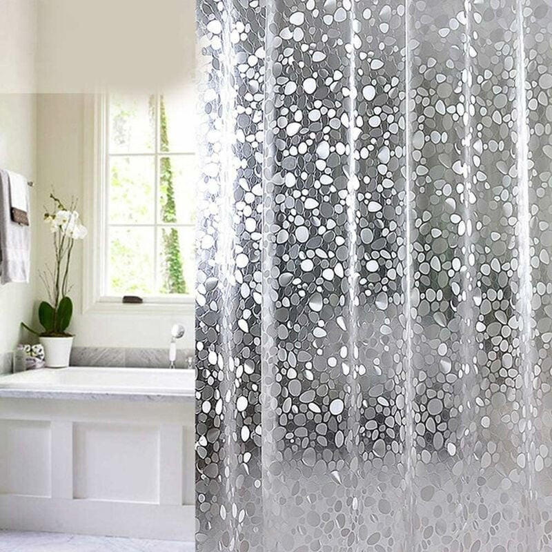 DUSCHVORHANG Weiß halbdurchsichtig 180 x 200 cm wasserdicht schimmelresistent antibakteriell Badezimmer Badewanne - Transparent, Kunststoff (180/200cm) - MCBOSON