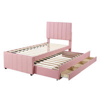 POLSTERBETT 90/200 cm Rosa mit Polsterbett und 3 Schubladen - Pink, Textil (90/200cm) - Flora Grace