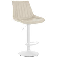 BARHOCKER RIO Creme Kunstleder Weiß - Creme, Leder/Metall (49.5/91/50cm) - DELUKE