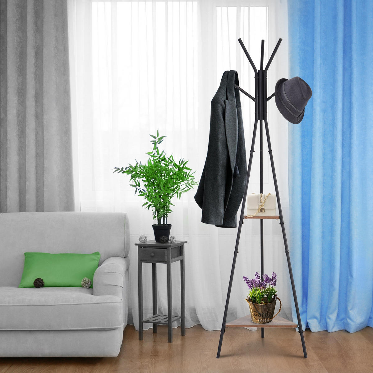 GARDEROBENSTÄNDER Schwarz 1 Stück - Schwarz, Metall (46/182/52cm) - GiPP