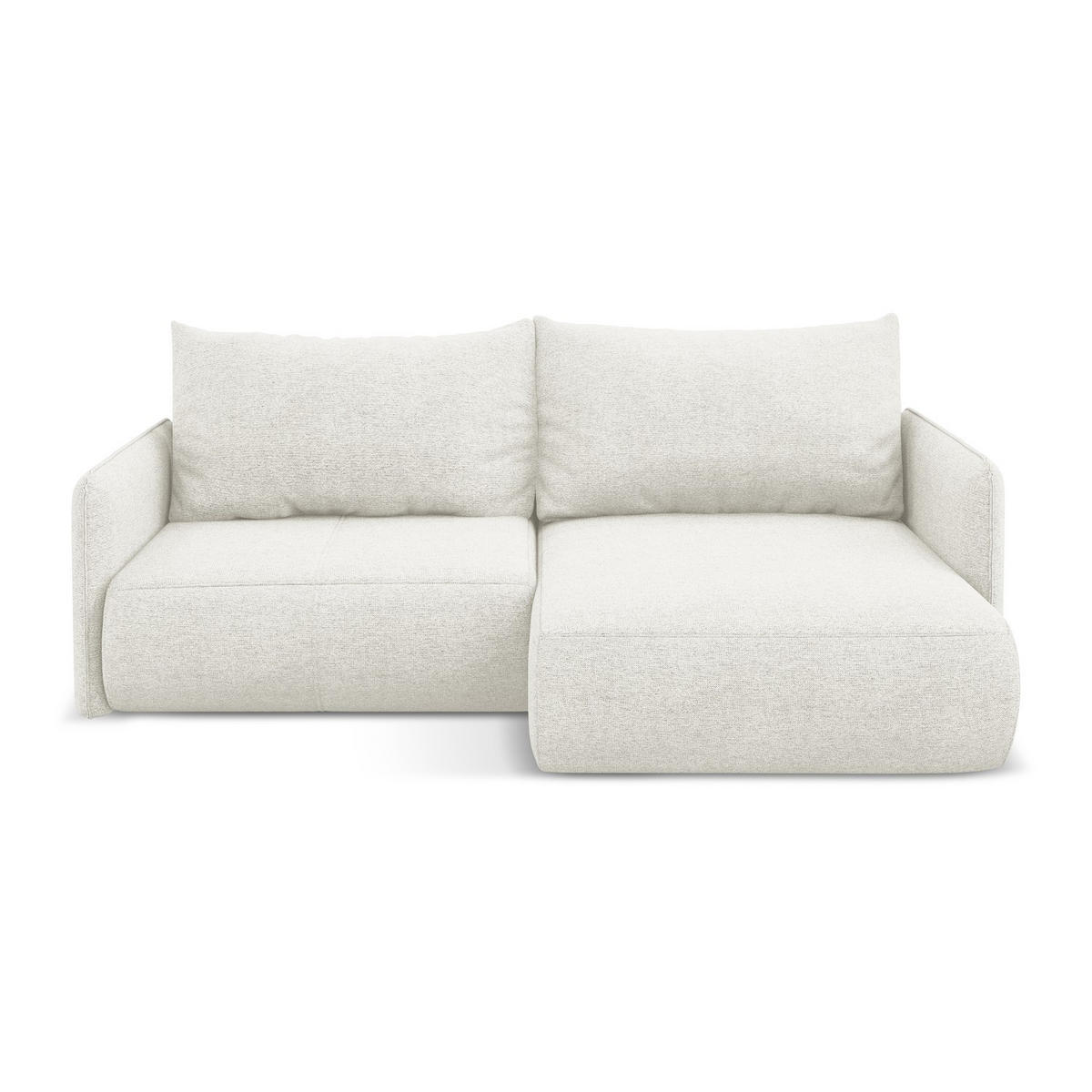 ECKSOFA mit Schlaffunktion Chenille Stoff Weiß - Schwarz/Weiß, Kunststoff/Textil (207/148cm) - LaMiaSofa