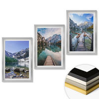 WANDBILDER 3er Set - 40x60 cm Silberner Rahmen - Berge, Seen, Holzstege - Silberfarben, Kunststoff (40/60cm) - ArtPrintCave