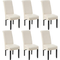ESSZIMMERSTUHL 6er Set 44 x 63 x 106 cm creme - Creme, Textil (44/106/45cm) - tectake
