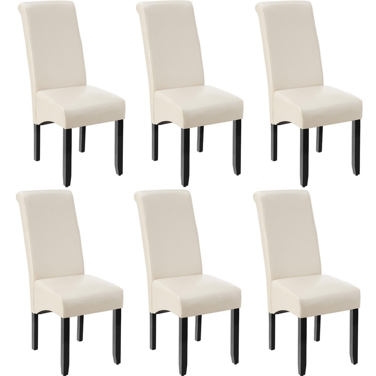 ESSZIMMERSTUHL 6er Set 44 x 63 x 106 cm creme - Creme, Textil (44/106/45cm) - tectake