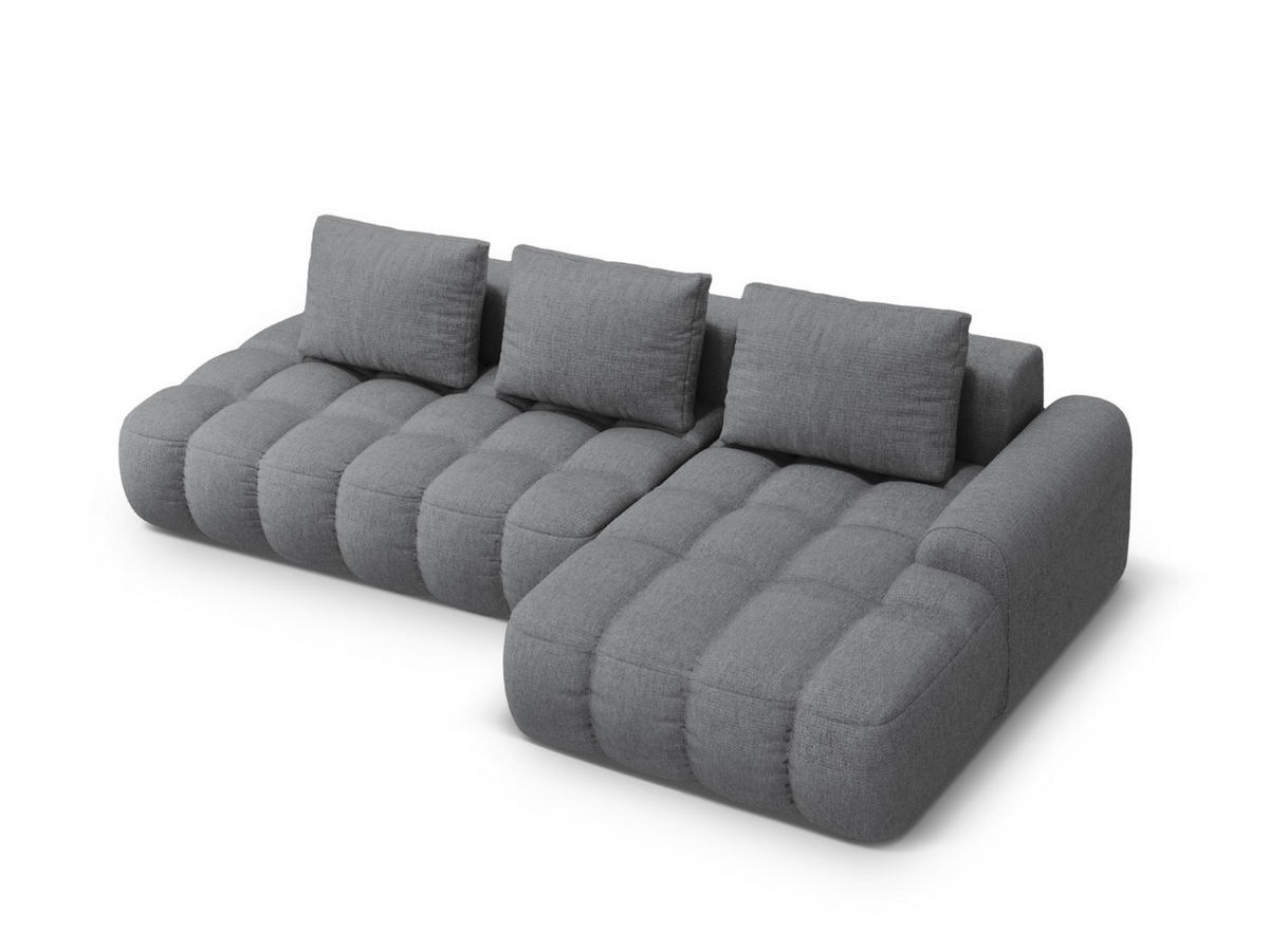 AUSKLAPPBARES-ECKSOFA rechts mit Container Linz aus strukturiertem Stoff grau 3 Sitzplätze - Grau, Textil (142/275cm) - Cosmopolitan Design