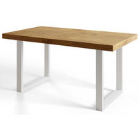 ESSZIMMERTISCH LOFT-U 160X90X77 cm, Farbe: LANCELOT, mit Metallbeinen in Farbe Weiß - Beige/Weiß, Holzwerkstoff (160/90/77cm) - Alpi-Möbel