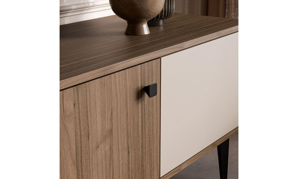TV-SCHRANK MOCHA 180/40/51 cm mit Schublade Kaschmir/Nussbaum Royal - Kaschmir/Schwarz, Holzwerkstoff/Kunststoff (180/51/40cm) - Lookway