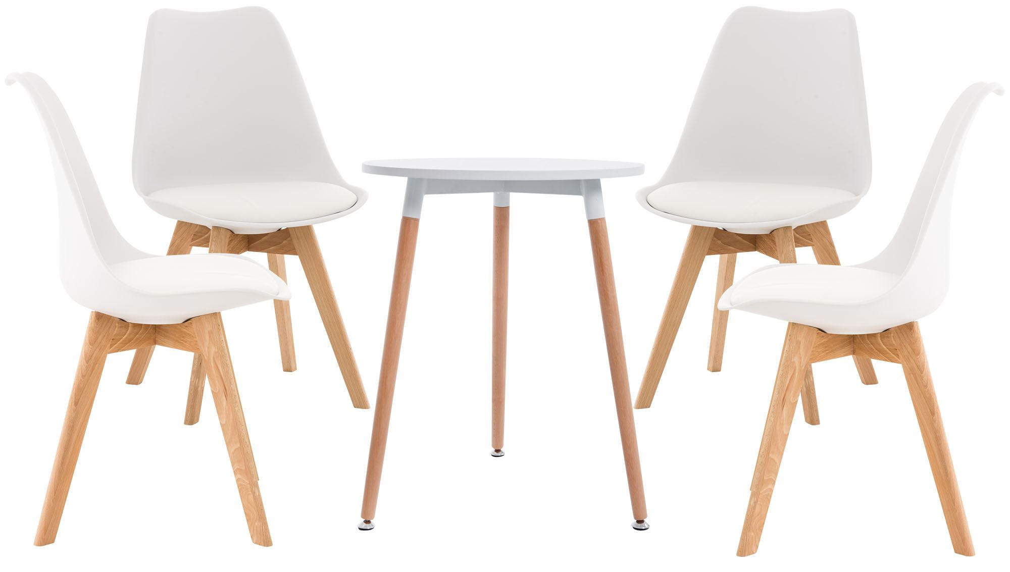 TISCHGRUPPE Holz Weiß (5-teilig) - Weiß, Holz (160/83/160cm) - CLP