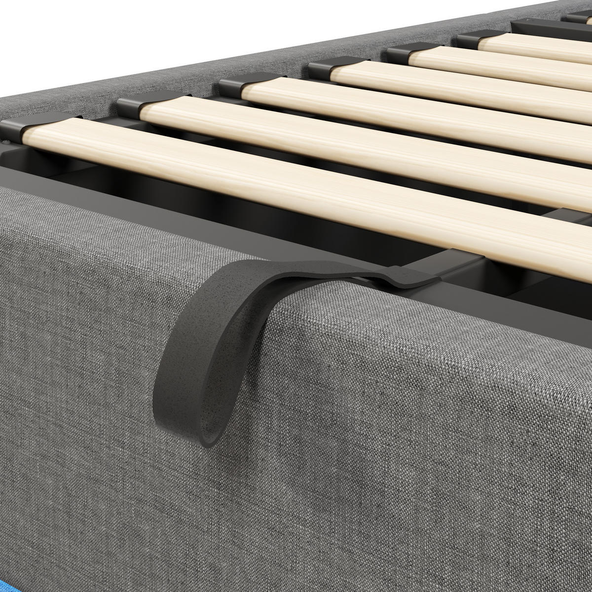 POLSTERBETT 90/200 cm in Grau mit Bettkasten, LED, USB und Type-C Leinen Design - Grau, Holzwerkstoff/Textil (70/140cm) - STILVORA
