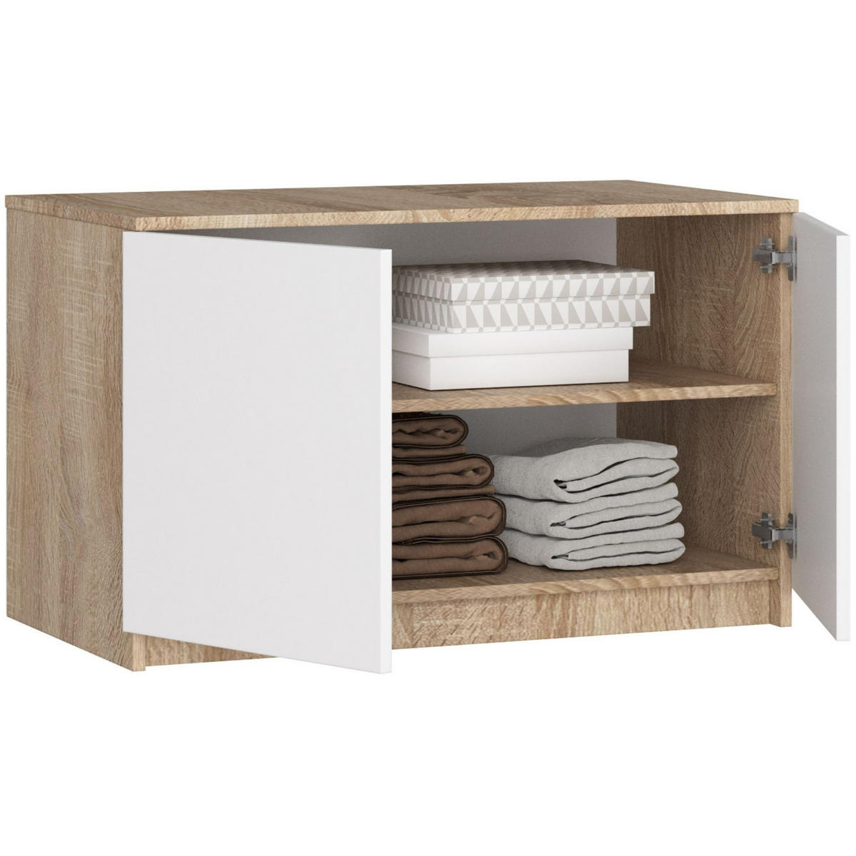 KLEIDERSCHRANK AUFSATZSCHRANK Sonoma-Eiche,Weiß 90x51x55cm - Weiß/Sonoma Eiche, Holzwerkstoff (90/55/51cm) - Akord