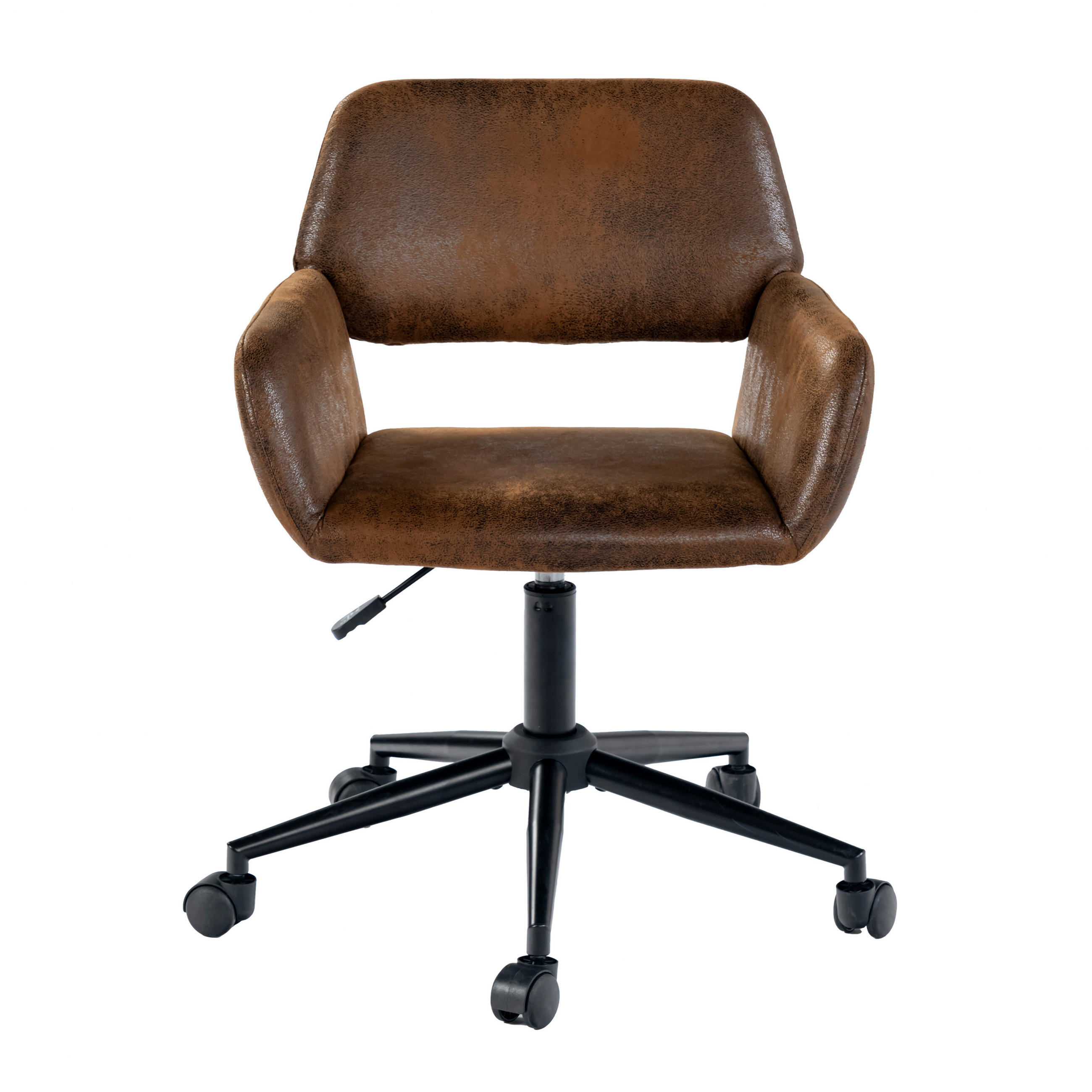 DREHSTUHL Wildleder Braun - Chromfarben/Braun, Metall (54/85/56cm) - Urban Meuble