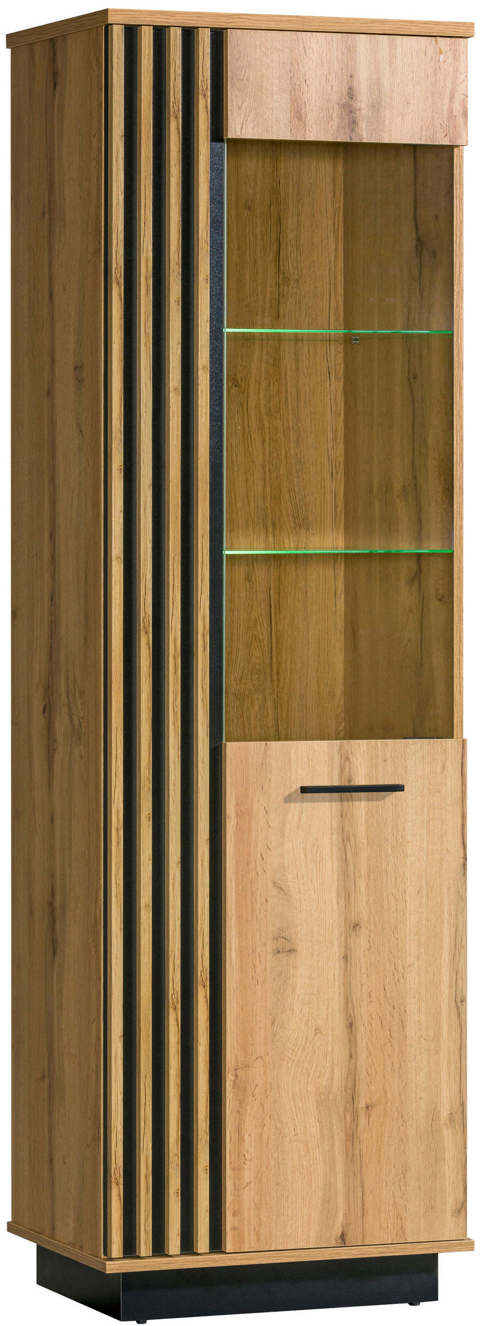 VITRINE Lamia Wotan Eiche / schwarz 60 / 40 / 193cm - Multicolor/Schwarz, Holz/Holzwerkstoff (60/193/40cm) - Feldmann-Wohnen
