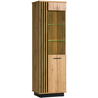 VITRINE Lamia Wotan Eiche / schwarz 60 / 40 / 193cm - Schwarz/Braun, Holz/Holzwerkstoff (60/193/40cm) - Feldmann-Wohnen