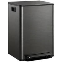 MÜLLTRENNSYSTEM 60L Schwarz 47,7/37,5/66,8 cm EDELSTAHL Tretmülleimer Küche - Schwarz, Metall (37.5/66.8/47.7cm) - Rolipo