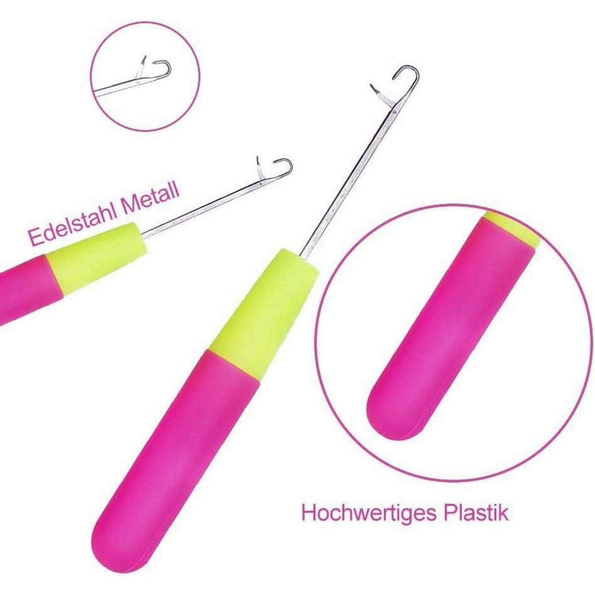 HÄKELNADEL Set 5-teilig für Haarverlängerung und Teppichherstellung - Multicolor, Metall (1/1/16.5cm)