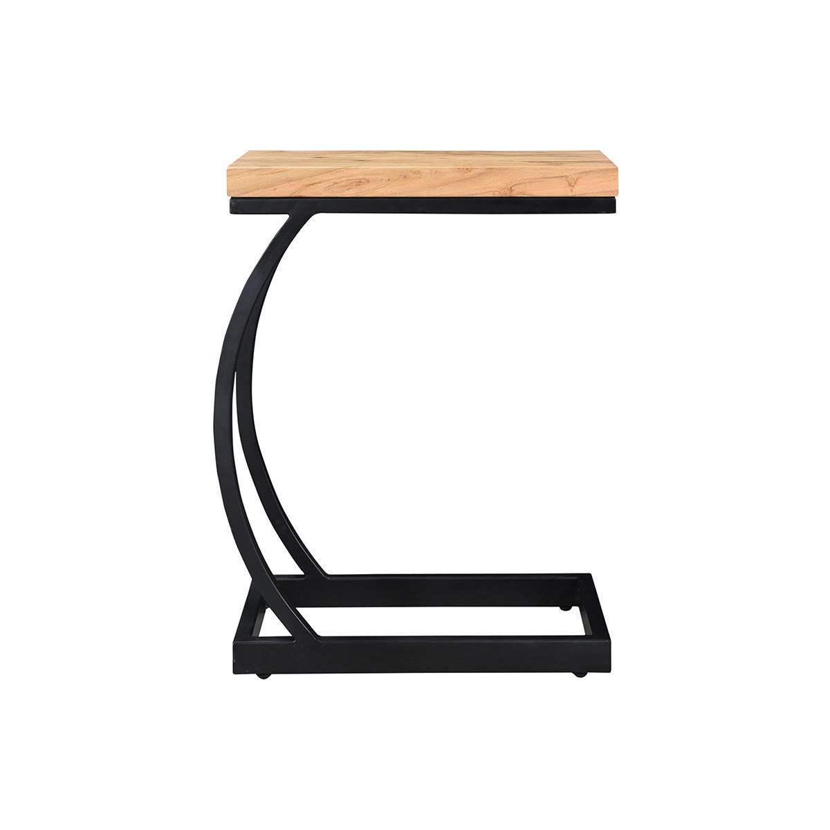 BEISTELLTISCH Akazienholz Metall Schwarz BREAK - Naturfarben, Holz (45/26/60cm) - Miliboo