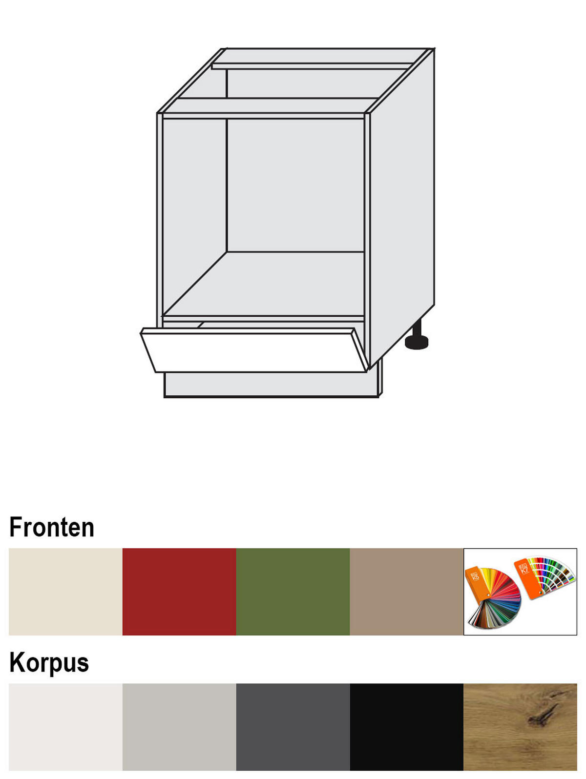 HERDUMBAUSCHRANK Brerra D11K/60 Eiche Artisan / RAL 1019 graubeige Matt 60 / 50 / 82cm - Beige/Eiche Artisan, Holz/Holzwerkstoff (60/82/50cm) - Feldmann-Wohnen