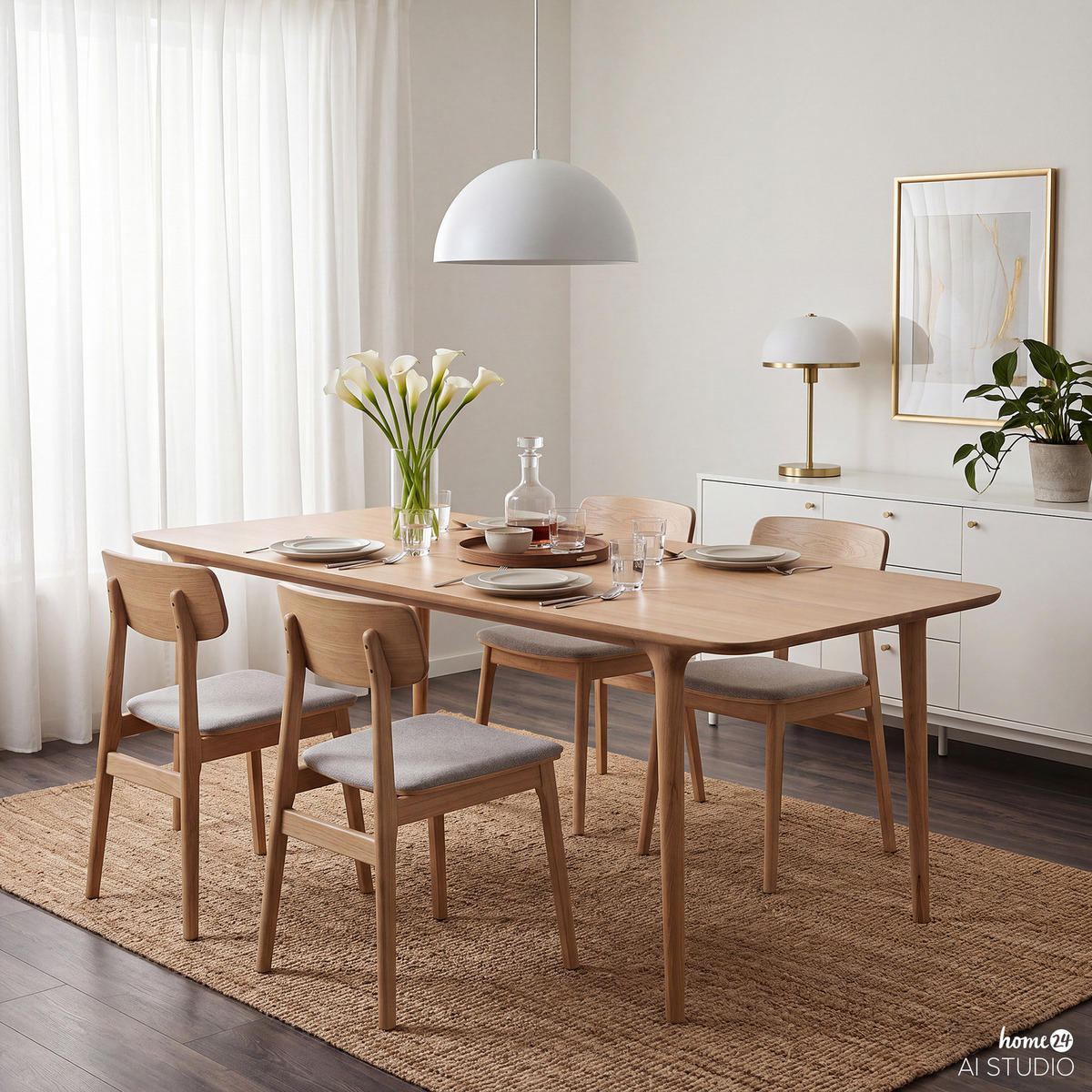 ESSTISCH - Eiche massiv - Eichefarben, Holz (90/220/75cm) - home24