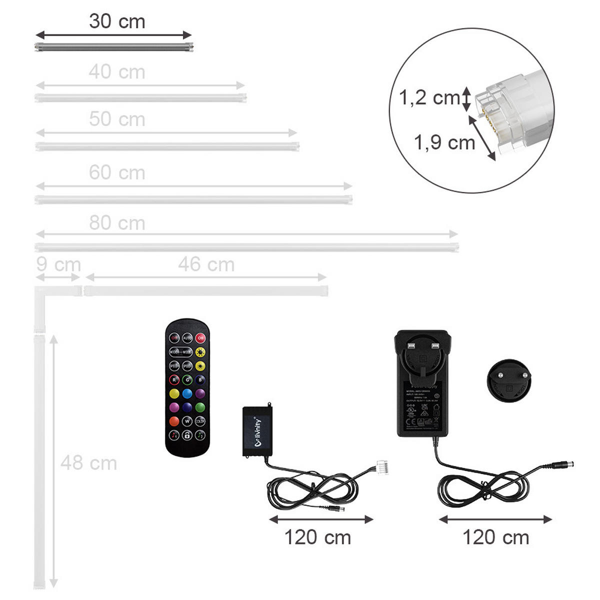 LED PÁSEK Bílá - bílá, kov (1.5/30/1.5cm) - Vicco