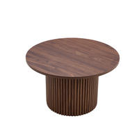 COUCHTISCH aus MDF und Metall Ø70x42 cm in Walnuss mit Kannelierung - Walnussfarben, Holzwerkstoff (70/70/42cm) - Modfu