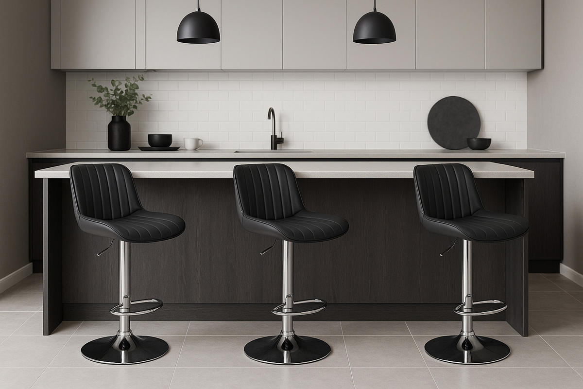 BARHOCKER Lento Gestell Metall in Chromoptik Kunstleder Schwarz - Chromfarben/Schwarz, Kunststoff/Metall (50/108/50cm) - TPFLiving