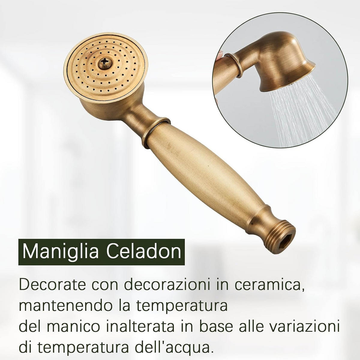 BADEWANNENARMATUR Antik Bronze 1,5 m Messing - Goldfarben, Metall (15/31/21cm) - TVTIUO
