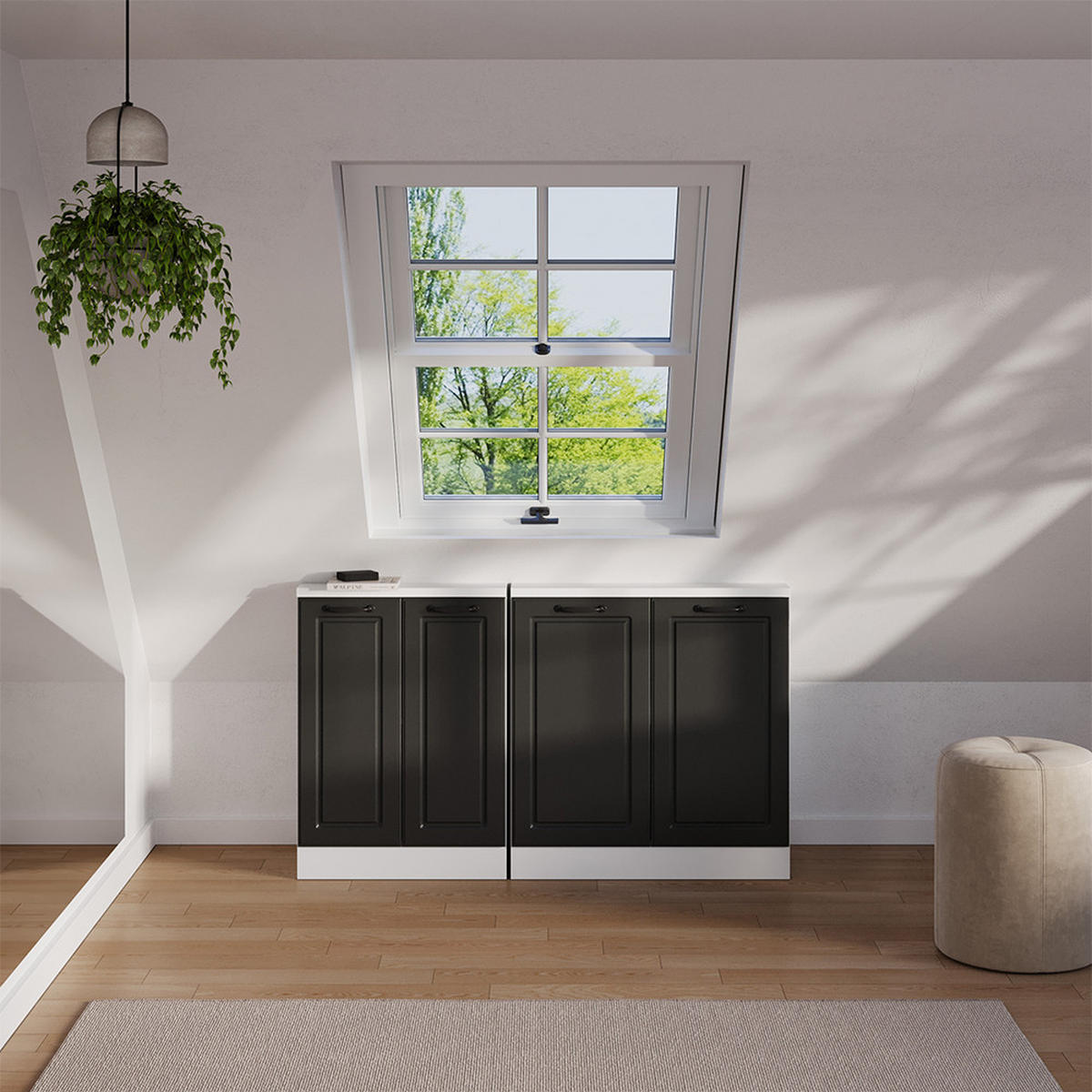 DACHSCHRÄGENSCHRANK Rion Anthrazit Landhaus mit 2 Türen - Anthrazit, Holzwerkstoff (80/81.6/46cm) - Vicco