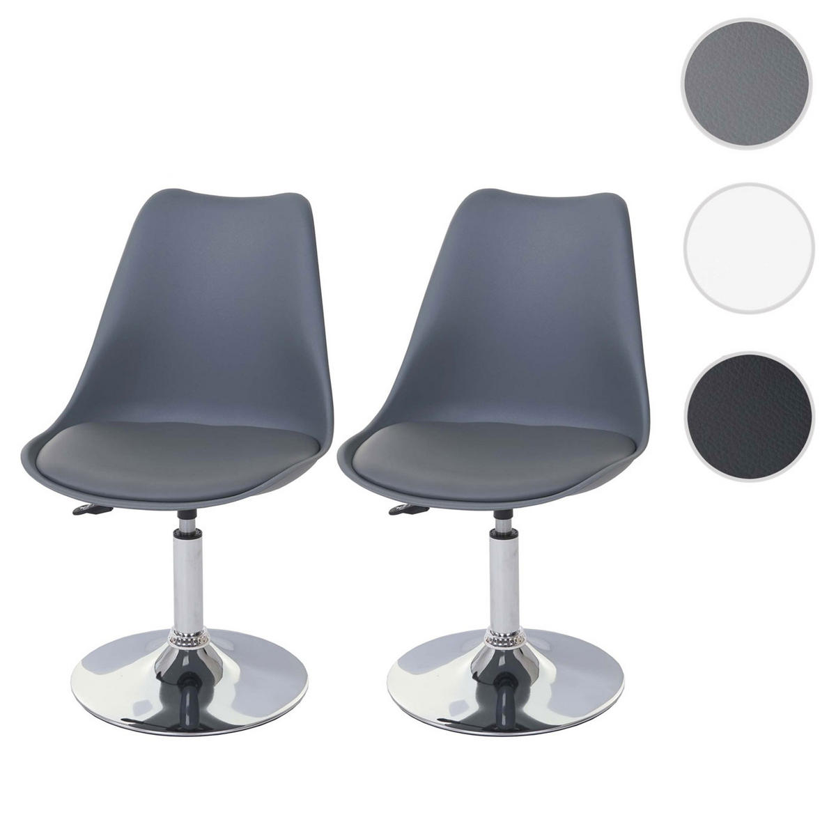 DREHSTUHL 2er-Set Oslo 80x48x54cm Sitzhöhe 42cm Kunstleder Weiß - Weiß, Kunststoff (48/80/54cm) - CHEFGASTRO