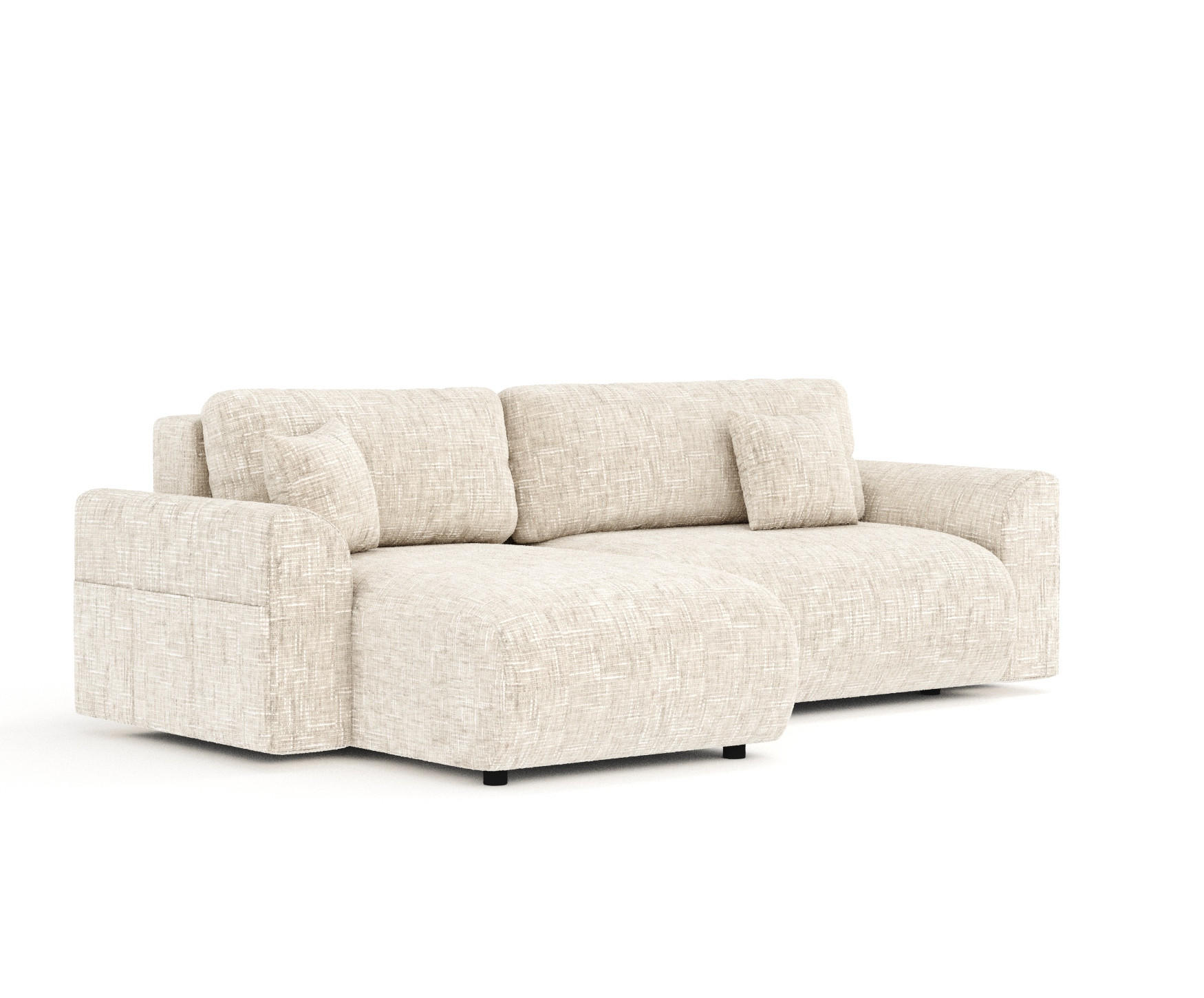 ECKSOFA MIT SCHLAFFUNKTION Bodega Creme Webstoff - Creme/Schwarz, Holz/Holzwerkstoff (235/138cm) - Maison de Reve