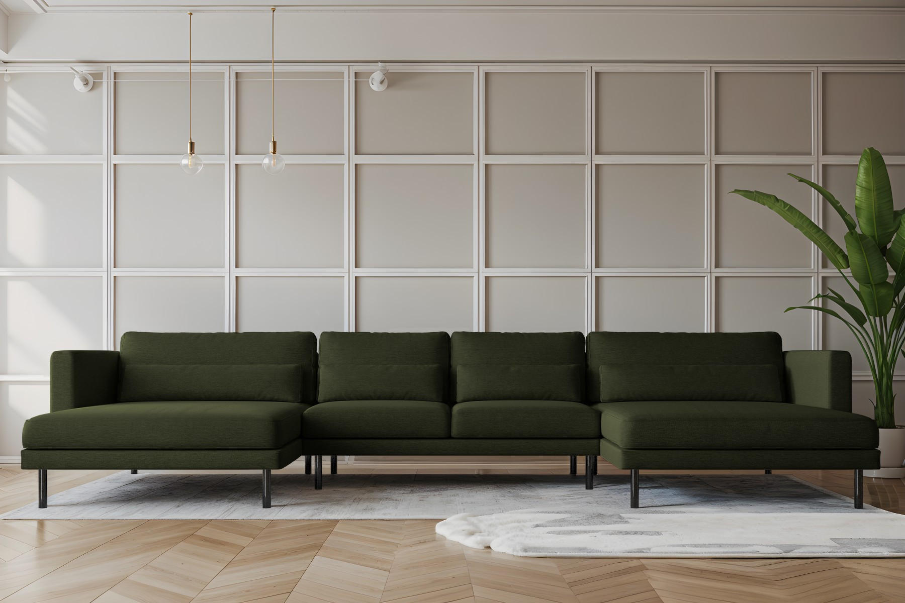 ECKSOFA DANI In U-Form Stilvolles Stoff Verita Dunkelgrün - Dunkelgrün, Holz/Textil (174/391cm) - Kaiser Möbel