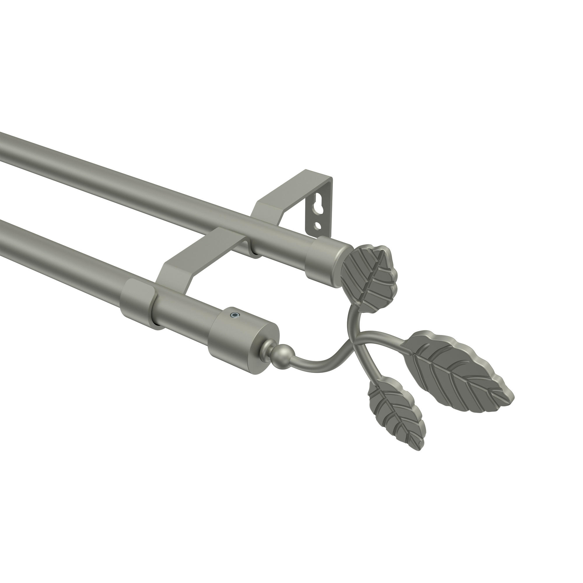 GARDINENSTANGE Olymp Alessia 480 cm (geteilt in 3 x 160 cm), 2-läufig (ohne Ringe), 16 mm Ø Chrom matt - Chromfarben/Nickelfarben, Metall (480cm) - INTERDECO