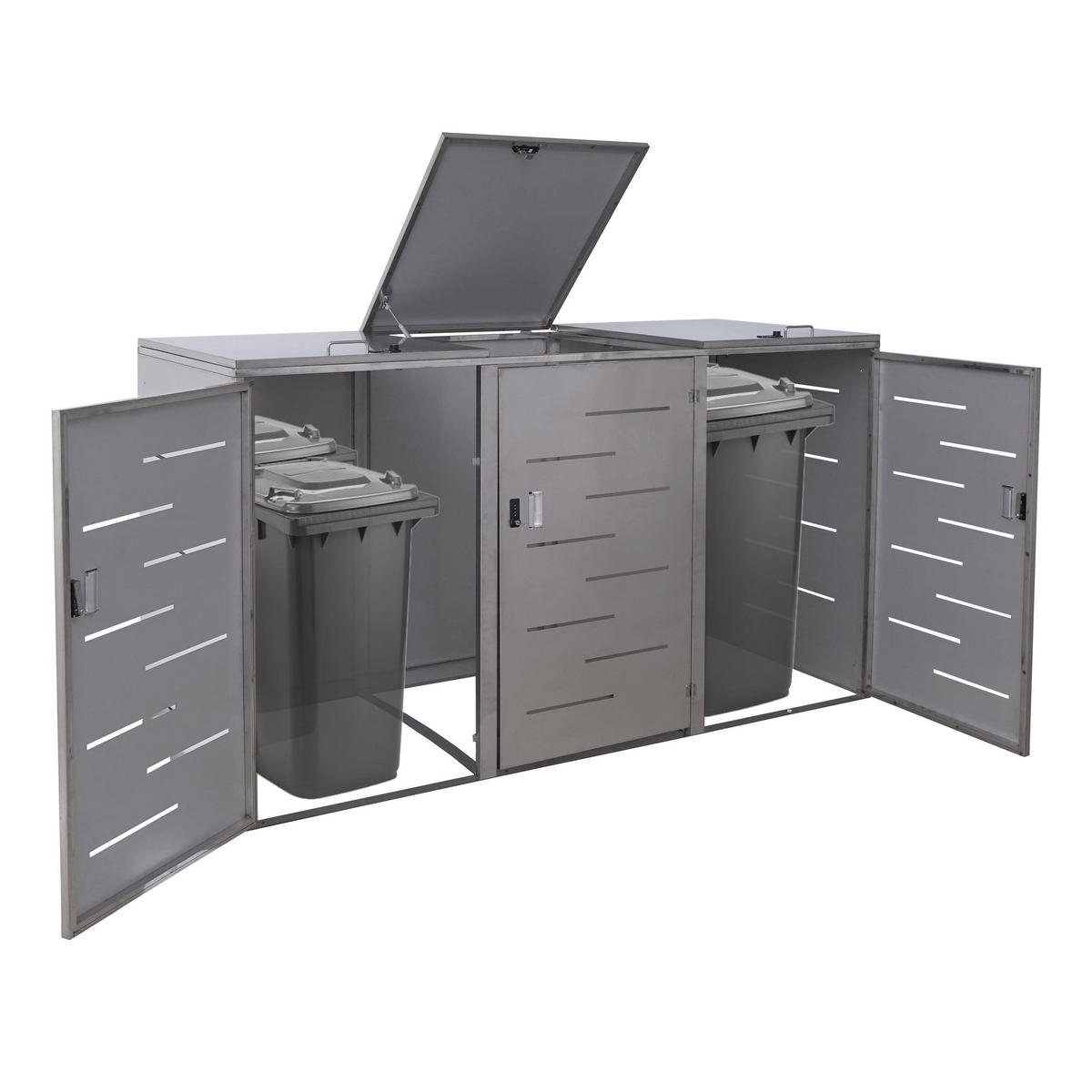 3ER-/6ER-MÜLLTONNENVERKLEIDUNG Silber - Silberfarben, Metall (212/116/98cm) - MCW