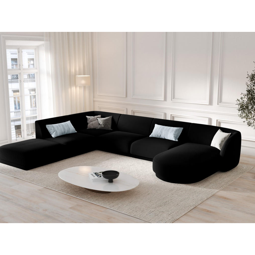Thumbnail - Micadoni Panoramasofa, Schwarz, Textil, 6-Sitzer, U-Form, 255x70x330 cm, Hergestellt in Europa, Oeko-Tex®, Wohnzimmer, S...