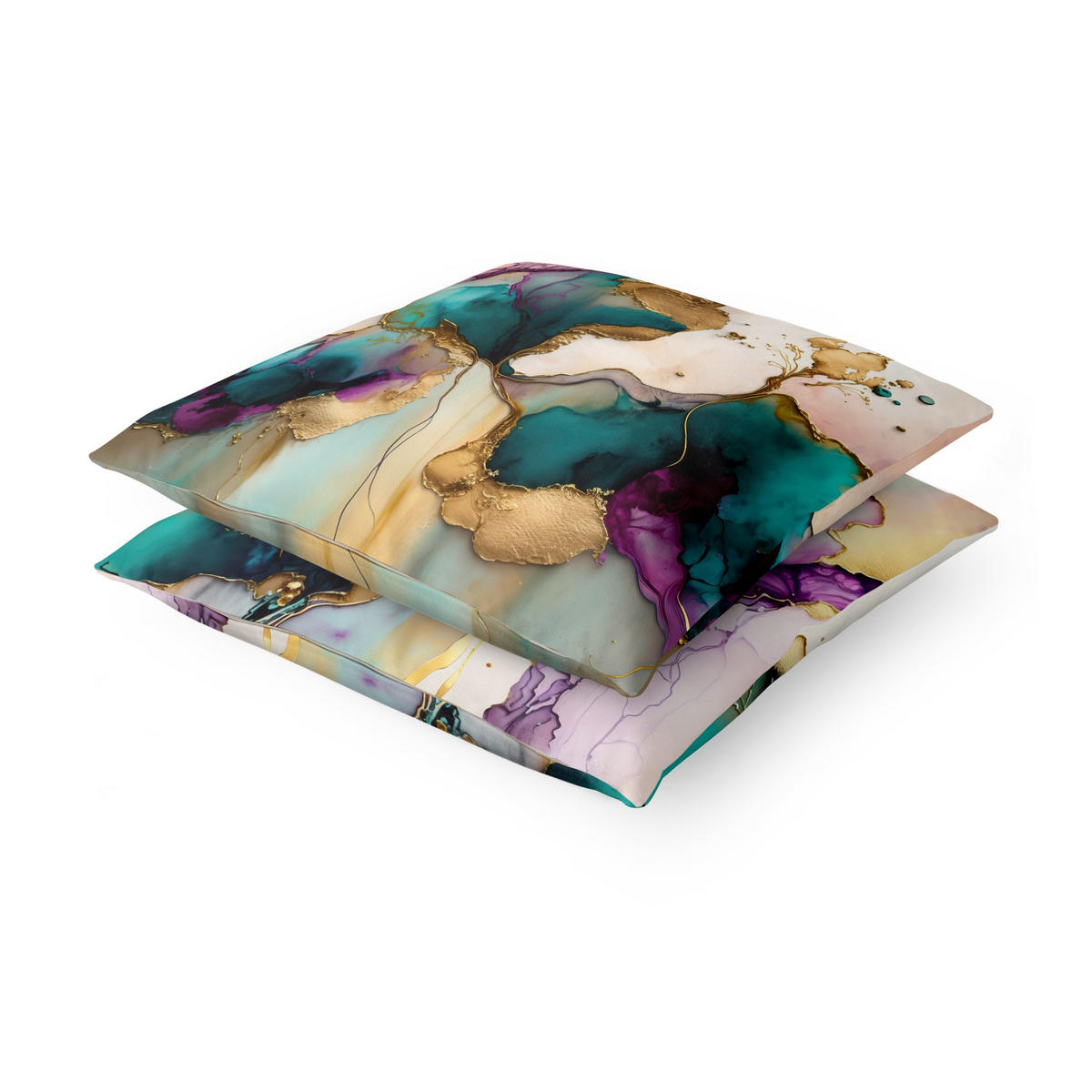 DEKOKISSEN 2er-Set Goldenes Farbspiel Duo 50/50 cm - Goldfarben, Textil (50/50cm) - Bilderwelten